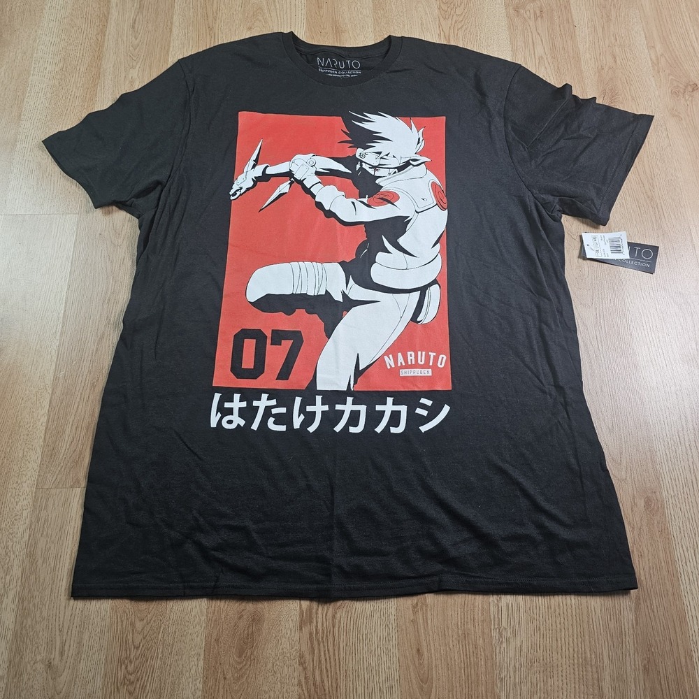 Vintage 2002 Naruto Shippuden Shirt Mens Size‎ XL Short Sleeve Black Anime New